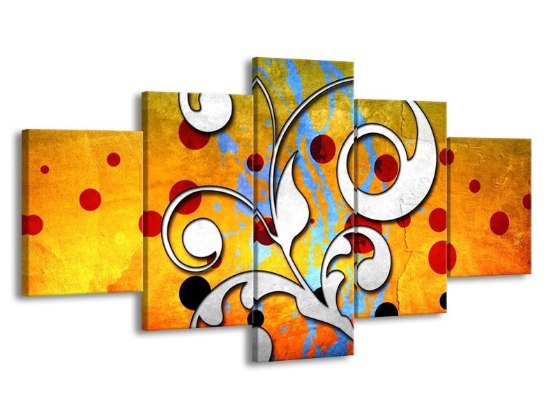 Glas schilderij Art | Oranje, Wit, Rood | 150x80cm 5Luik