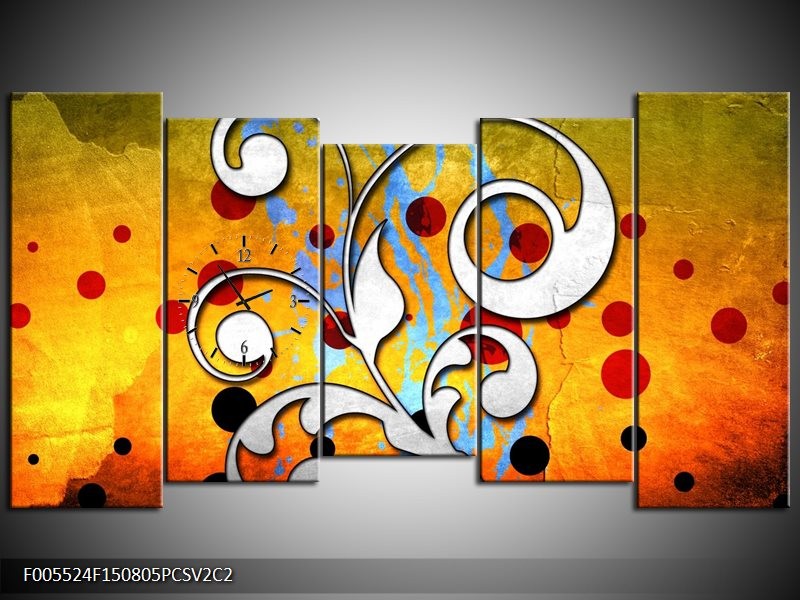 Klok schilderij Art | Oranje, Wit, Rood | 150x80cm 5Luik
