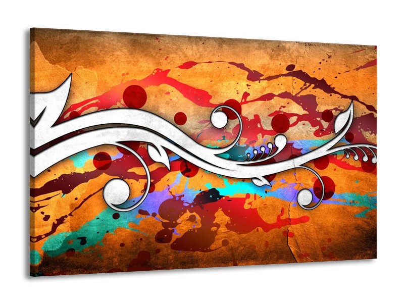 Canvas schilderij Art | Rood, Wit, Oranje | 140x90cm 1Luik