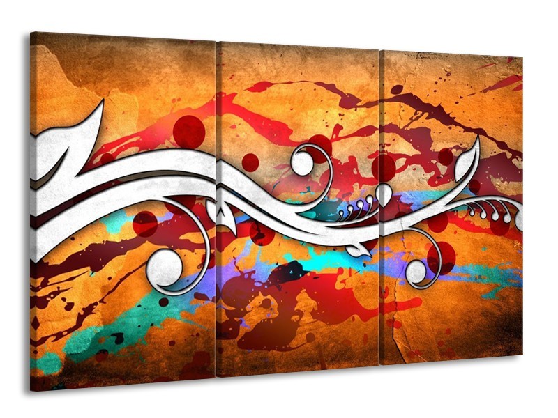 Glas schilderij Art | Rood, Wit, Oranje | 165x100cm 3Luik