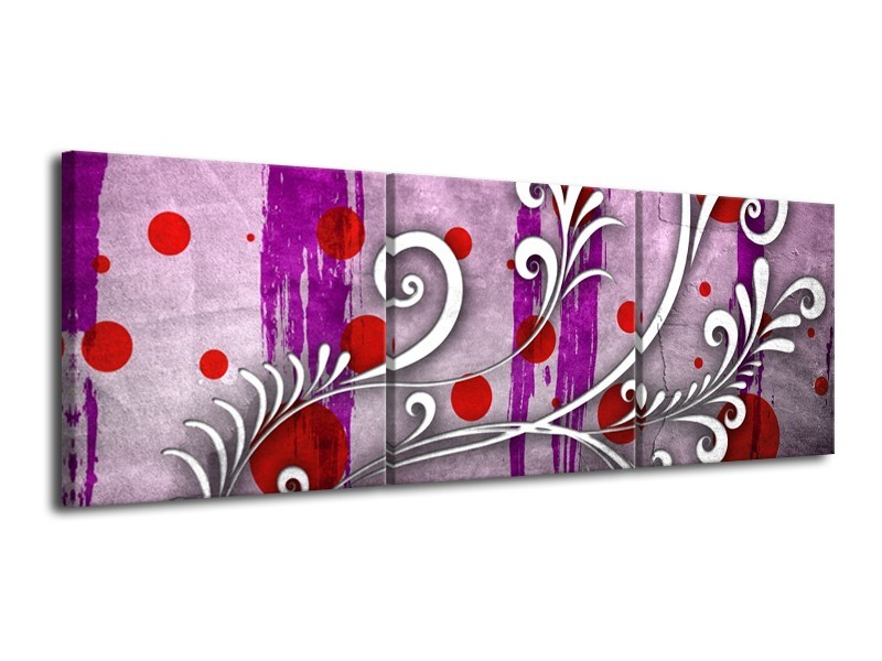 Canvas schilderij Art | Paars, Grijs, Rood | 120x40cm 3Luik