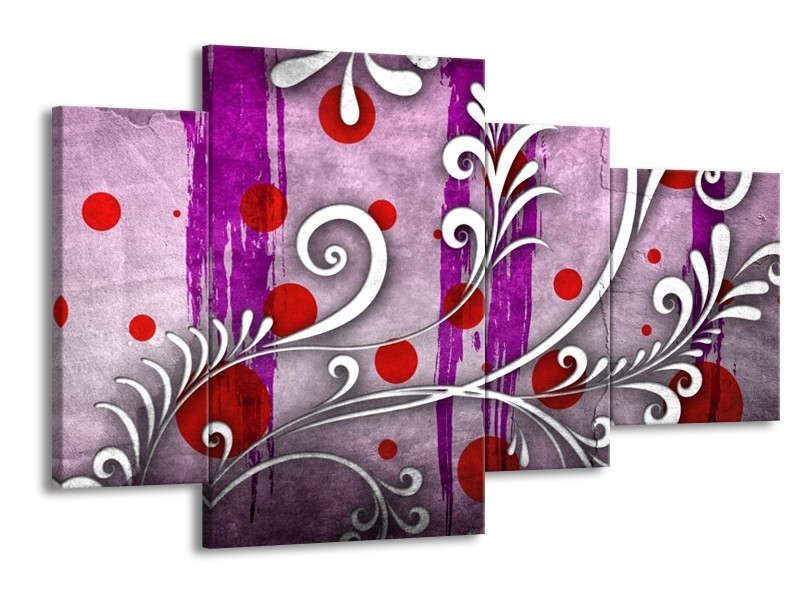 Glas schilderij Art | Paars, Grijs, Rood | 120x75cm 4Luik