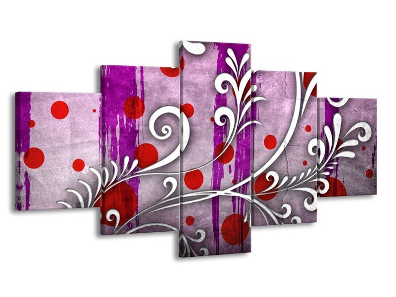 Glas schilderij Art | Paars, Grijs, Rood | 150x80cm 5Luik