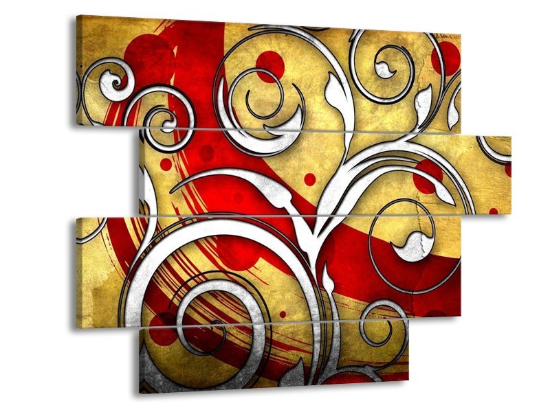 Glas schilderij Art | Rood, Wit, Geel | 115x85cm 4Luik