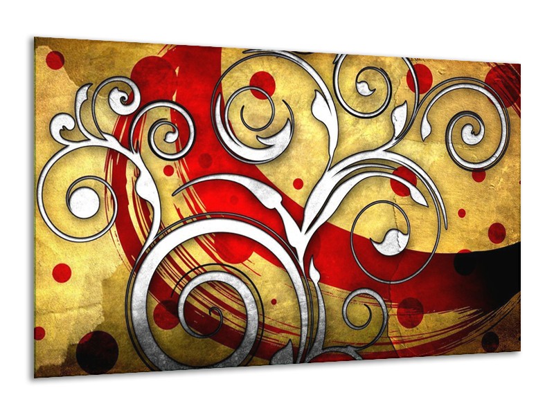 Glas schilderij Art | Rood, Wit, Geel | 120x70cm 1Luik