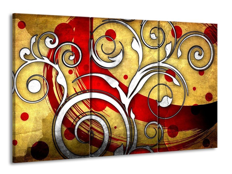 Glas schilderij Art | Rood, Wit, Geel | 165x100cm 3Luik
