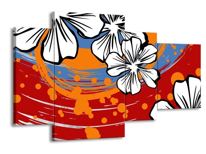 Glas schilderij Art | Rood, Wit, Oranje | 120x75cm 4Luik
