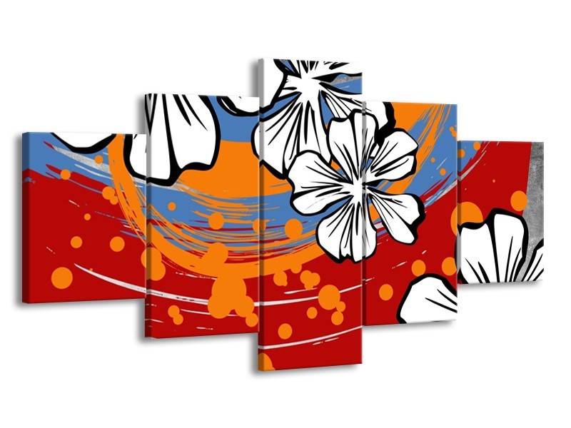 Glas schilderij Art | Rood, Wit, Oranje | 150x80cm 5Luik