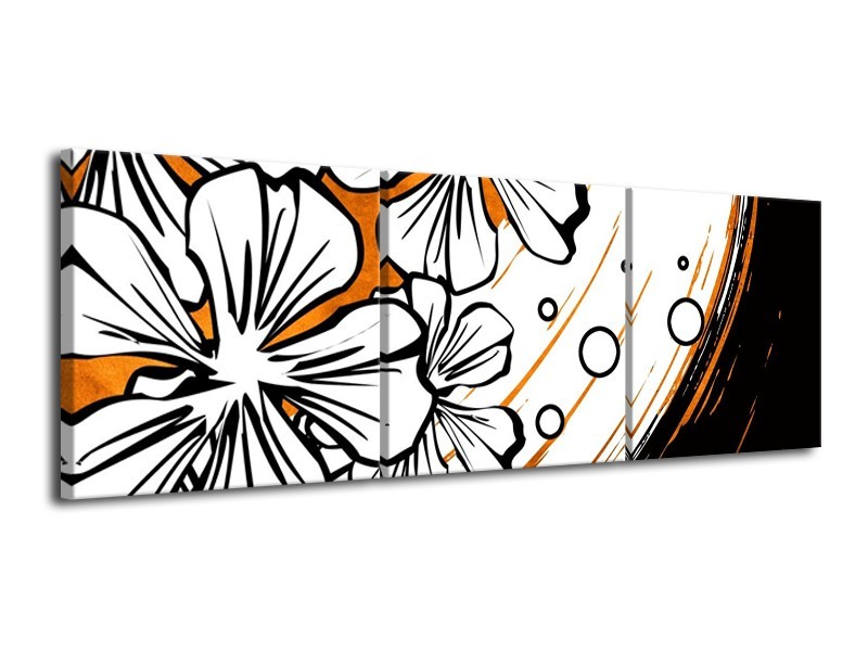 Canvas schilderij Art | Wit, Oranje, Zwart | 120x40cm 3Luik