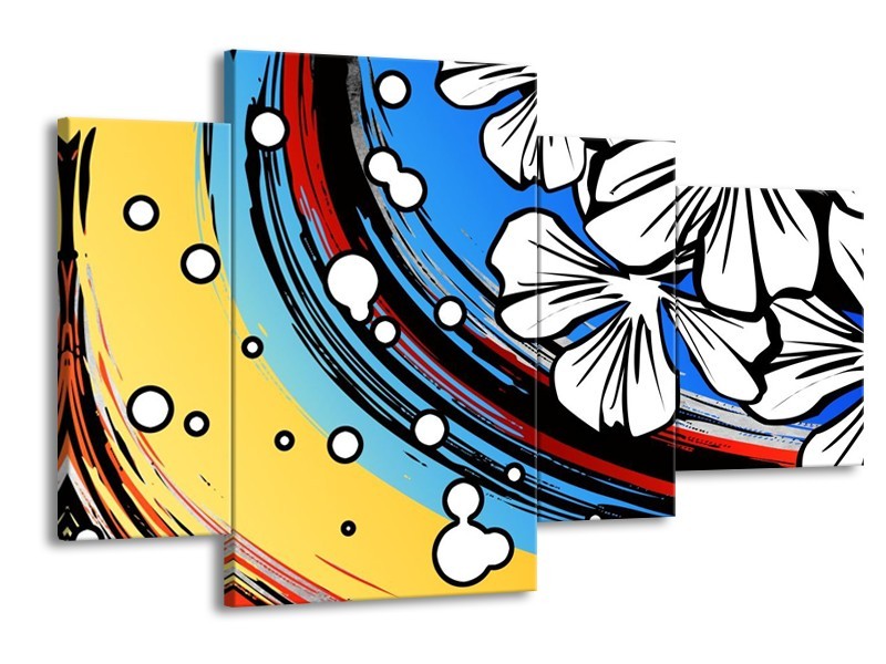 Glas schilderij Art | Blauw, Wit, Zwart | 120x75cm 4Luik