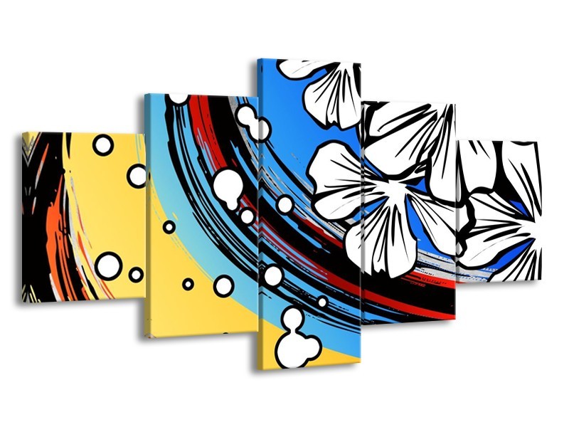 Glas schilderij Art | Blauw, Wit, Zwart | 150x80cm 5Luik