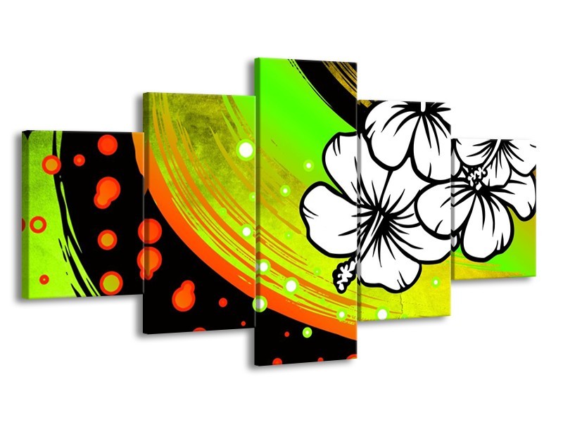 Glas schilderij Art | Groen, Zwart, Wit | 150x80cm 5Luik