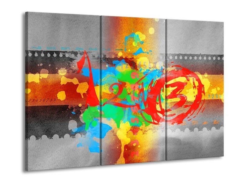 Canvas schilderij Art | Blauw, Grijs, Groen | 90x60cm 3Luik