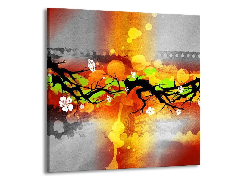 Glas schilderij Art | Oranje, Zwart, Geel | 70x70cm 1Luik