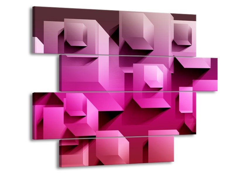 Glas schilderij Vierkant | Paars, Wit, Roze | 115x85cm 4Luik