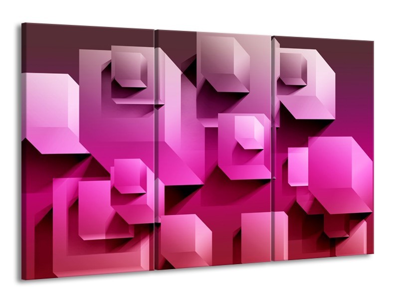 Glas schilderij Vierkant | Paars, Wit, Roze | 165x100cm 3Luik