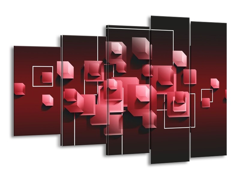 Canvas schilderij Vierkant | Rood, Wit | 150x100cm 5Luik