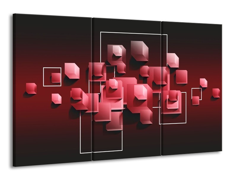 Glas schilderij Vierkant | Rood, Wit | 165x100cm 3Luik