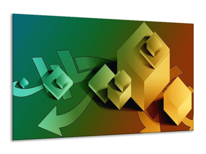 Glas schilderij Vierkant | Geel, Bruin, Groen | 120x70cm 1Luik