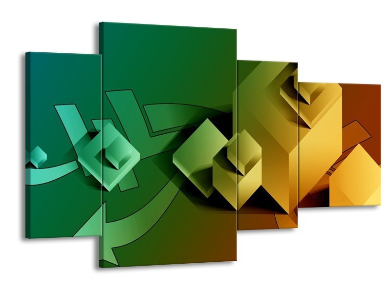 Glas schilderij Vierkant | Geel, Bruin, Groen | 120x75cm 4Luik