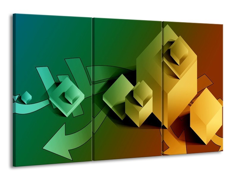 Glas schilderij Vierkant | Geel, Bruin, Groen | 165x100cm 3Luik