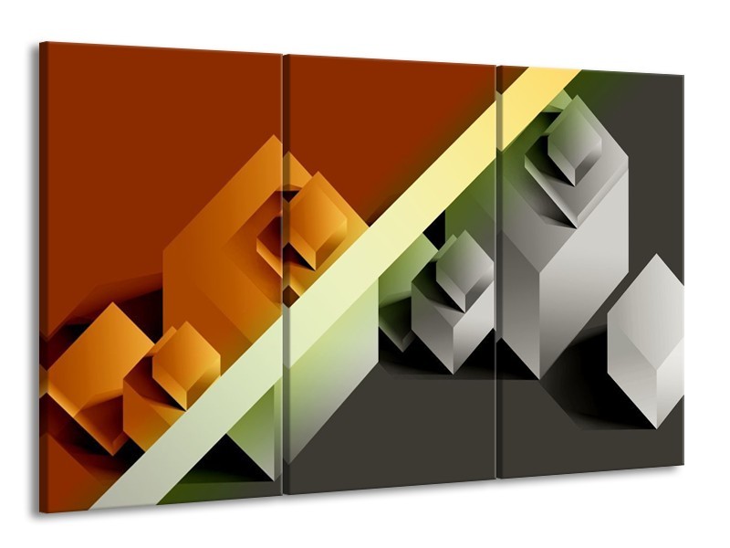 Glas schilderij Vierkant | Bruin, Grijs, Geel | 165x100cm 3Luik
