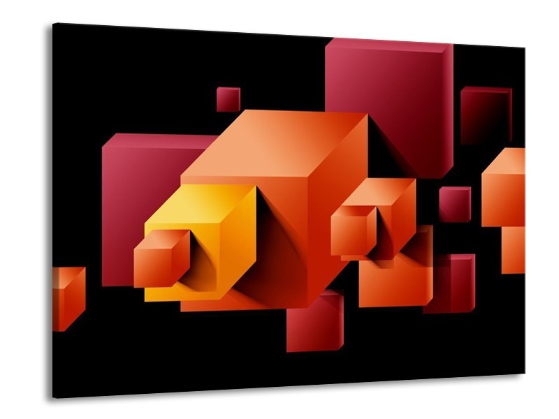 Glas schilderij Vierkant | Oranje, Zwart, Geel | 100x70cm 1Luik