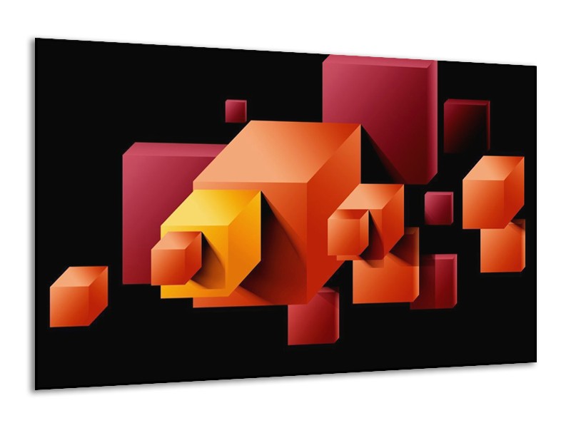 Canvas schilderij Vierkant | Oranje, Zwart, Geel | 120x70cm 1Luik