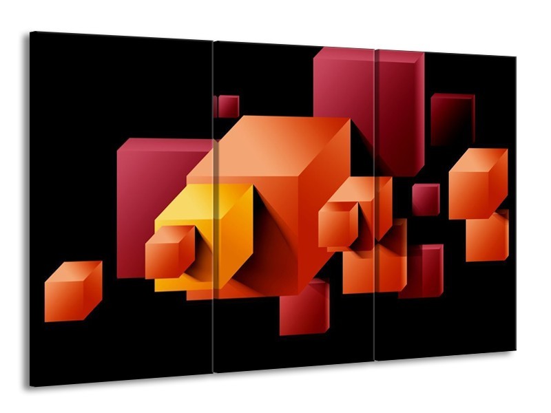 Glas schilderij Vierkant | Oranje, Zwart, Geel | 165x100cm 3Luik