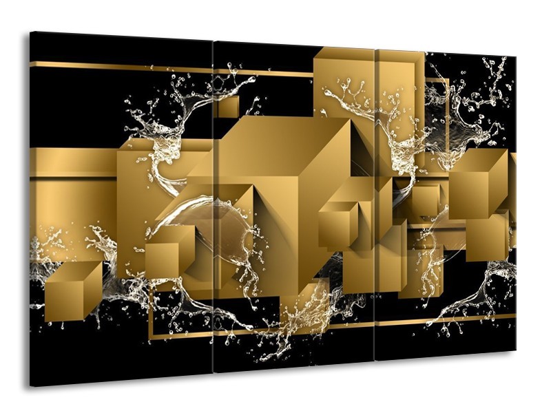 Glas schilderij Art | Bruin, Goud, Zwart | 165x100cm 3Luik