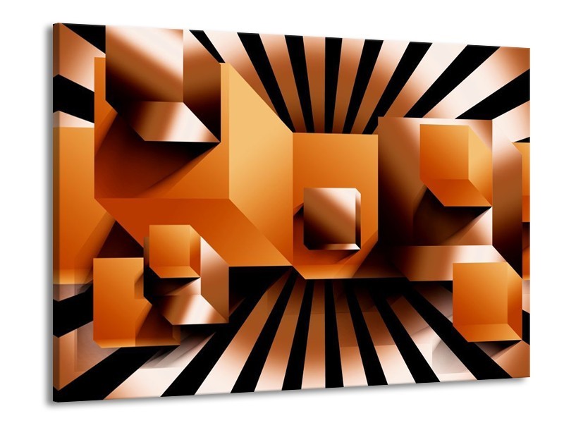 Canvas schilderij Art | Oranje, Zwart, Wit | 100x70cm 1Luik