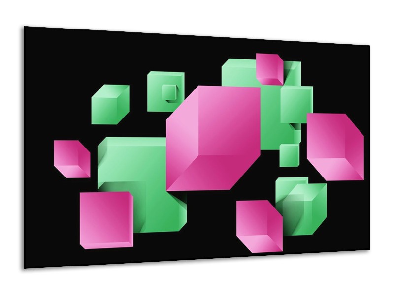 Glas schilderij Art | Groen, Zwart, Roze | 120x70cm 1Luik
