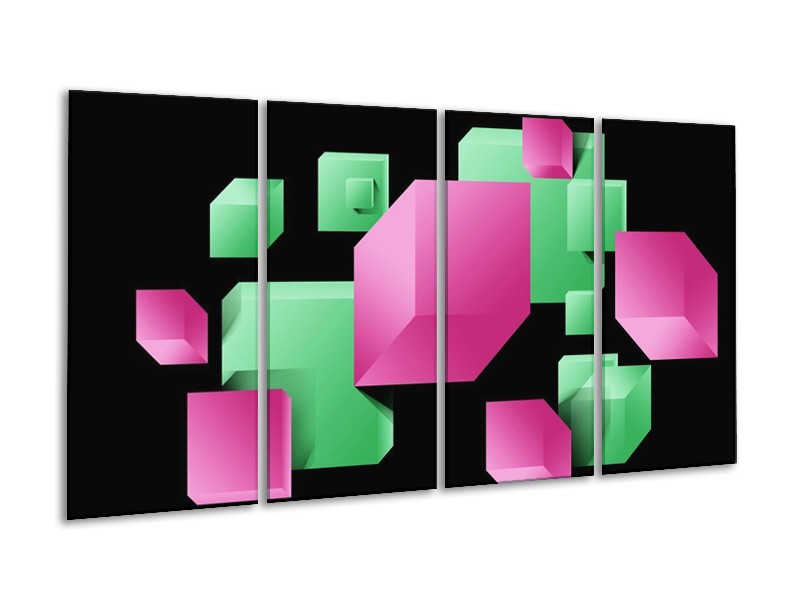 Glas schilderij Art | Groen, Zwart, Roze | 160x80cm 4Luik