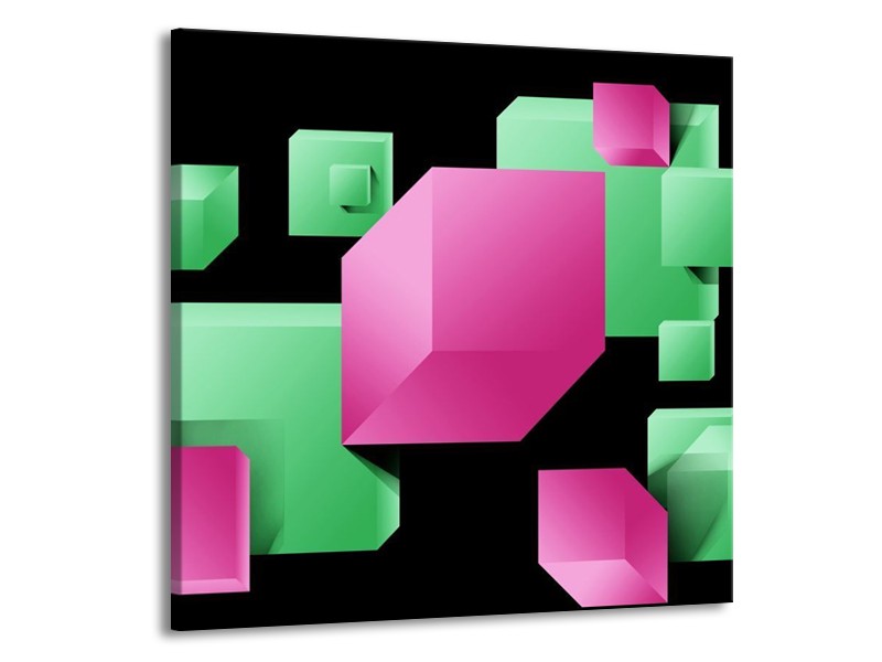 Canvas schilderij Art | Groen, Zwart, Roze | 50x50cm 1Luik