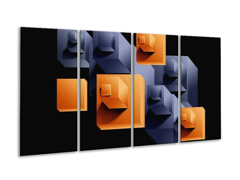 Glas schilderij Art | Oranje, Zwart, Grijs | 160x80cm 4Luik