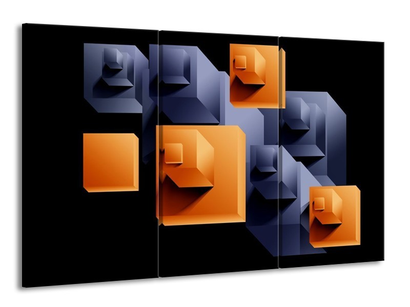 Glas schilderij Art | Oranje, Zwart, Grijs | 165x100cm 3Luik