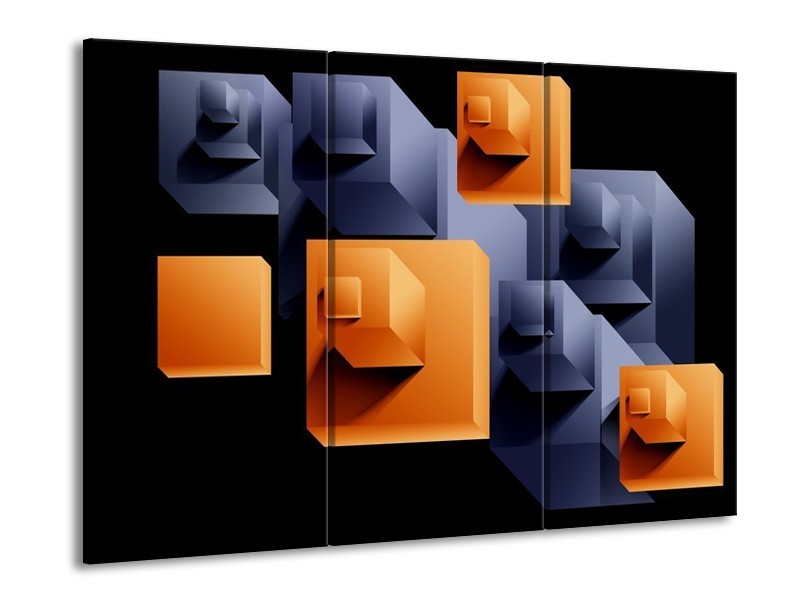 Canvas schilderij Art | Oranje, Zwart, Grijs | 90x60cm 3Luik