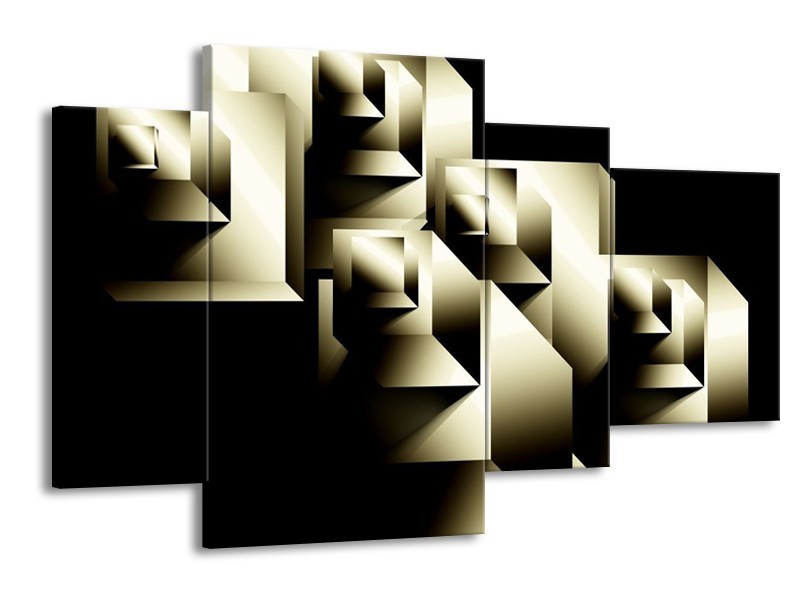 Glas schilderij Art | Grijs, Zwart | 120x75cm 4Luik