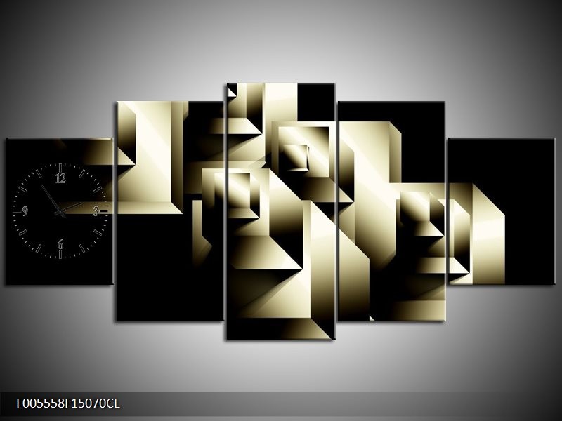 Klok schilderij Art | Grijs, Zwart | 150x70cm 5Luik