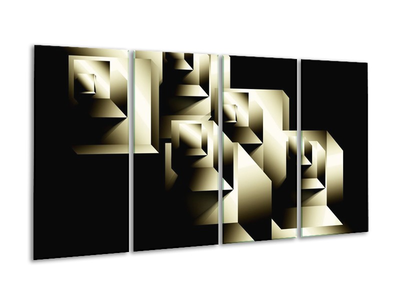 Glas schilderij Art | Grijs, Zwart | 160x80cm 4Luik