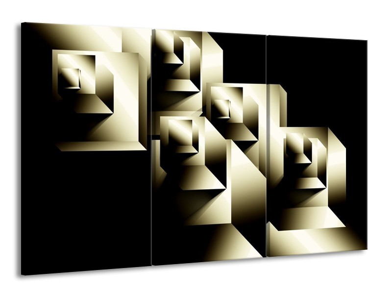 Glas schilderij Art | Grijs, Zwart | 165x100cm 3Luik
