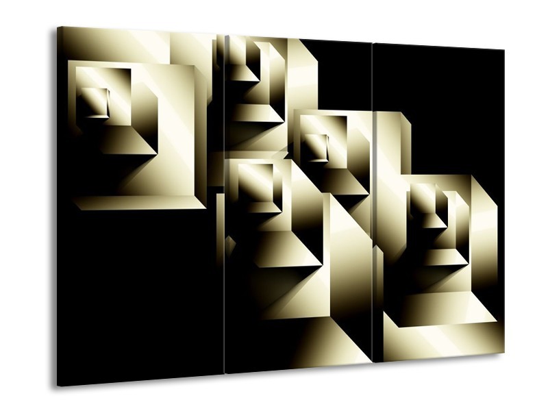 Canvas schilderij Art | Grijs, Zwart | 90x60cm 3Luik