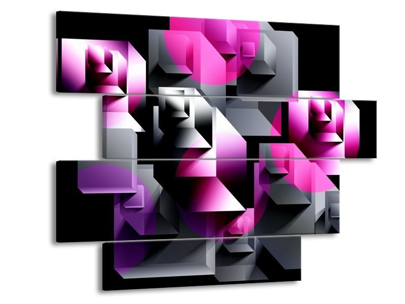 Glas schilderij Art | Grijs, Roze, Paars | 115x85cm 4Luik