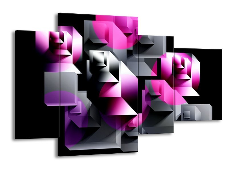 Glas schilderij Art | Grijs, Roze, Paars | 120x75cm 4Luik