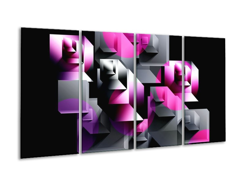 Glas schilderij Art | Grijs, Roze, Paars | 160x80cm 4Luik