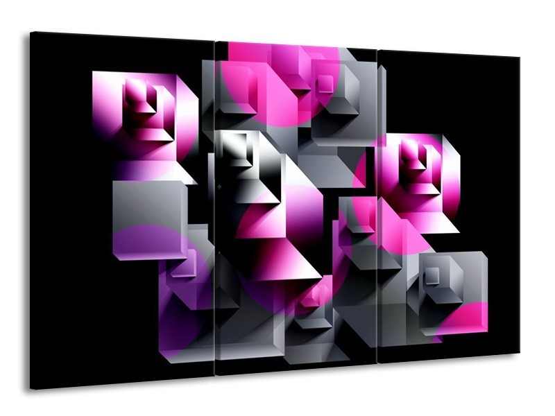Glas schilderij Art | Grijs, Roze, Paars | 165x100cm 3Luik