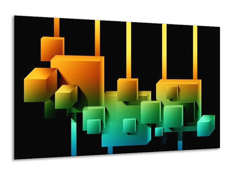 Canvas schilderij Art | Zwart, Groen, Oranje | 120x70cm 1Luik