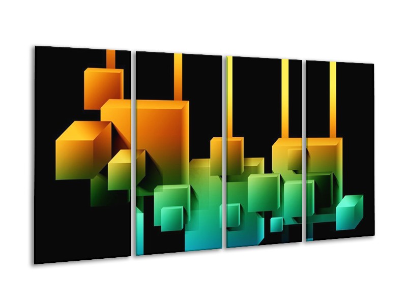 Glas schilderij Art | Zwart, Groen, Oranje | 160x80cm 4Luik
