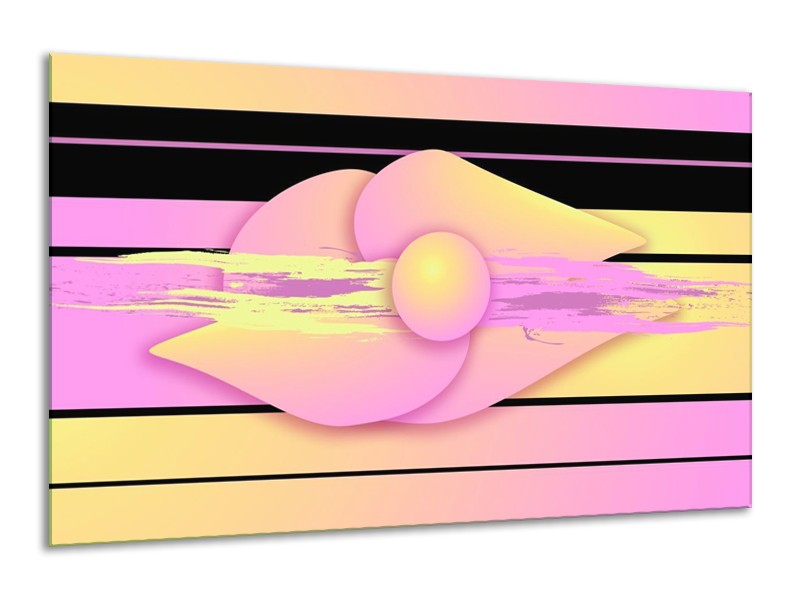 Glas schilderij Art | Paars, Geel, Zwart | 120x70cm 1Luik