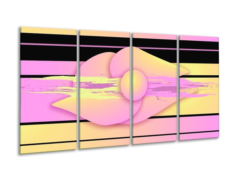 Glas schilderij Art | Paars, Geel, Zwart | 160x80cm 4Luik